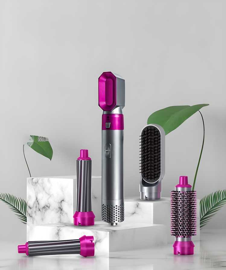 5 in 1 Hair Styler for Women - Multifunctional Hot Air Brush with Detachable Heads