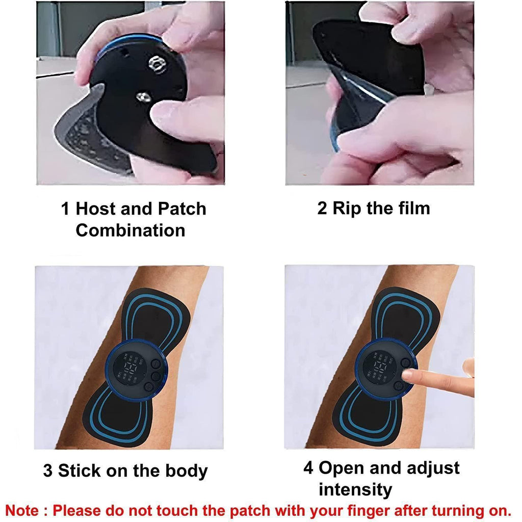 Wireless EMS Mini Body Massager Machine Portable Butterfly Massager for Blood Circulation, Pain Relief with 8 Modes & 19 Strength