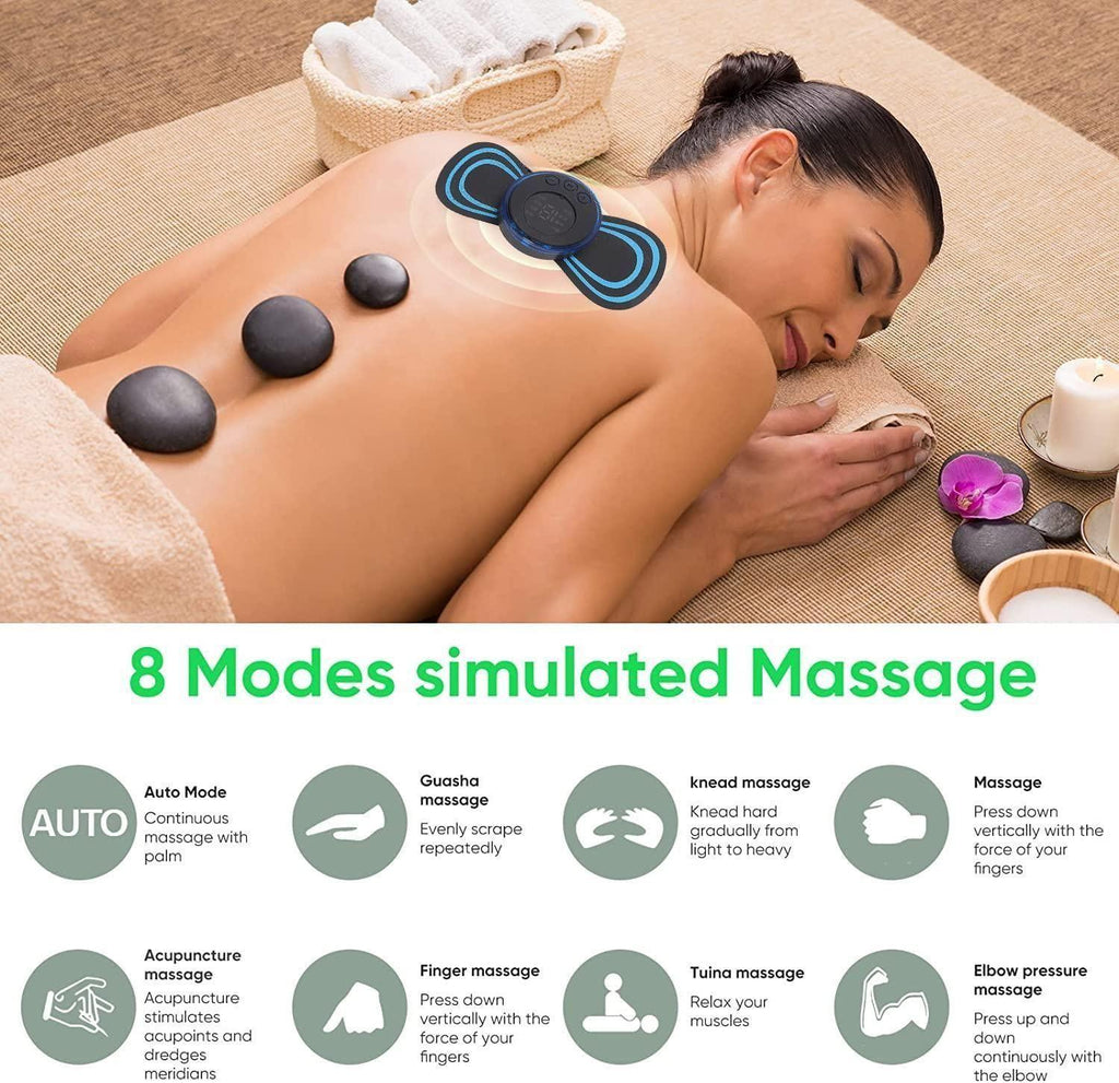 Wireless EMS Mini Body Massager Machine Portable Butterfly Massager for Blood Circulation, Pain Relief with 8 Modes & 19 Strength