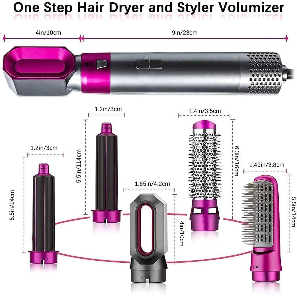 5 in 1 Hair Styler for Women - Multifunctional Hot Air Brush with Detachable Heads
