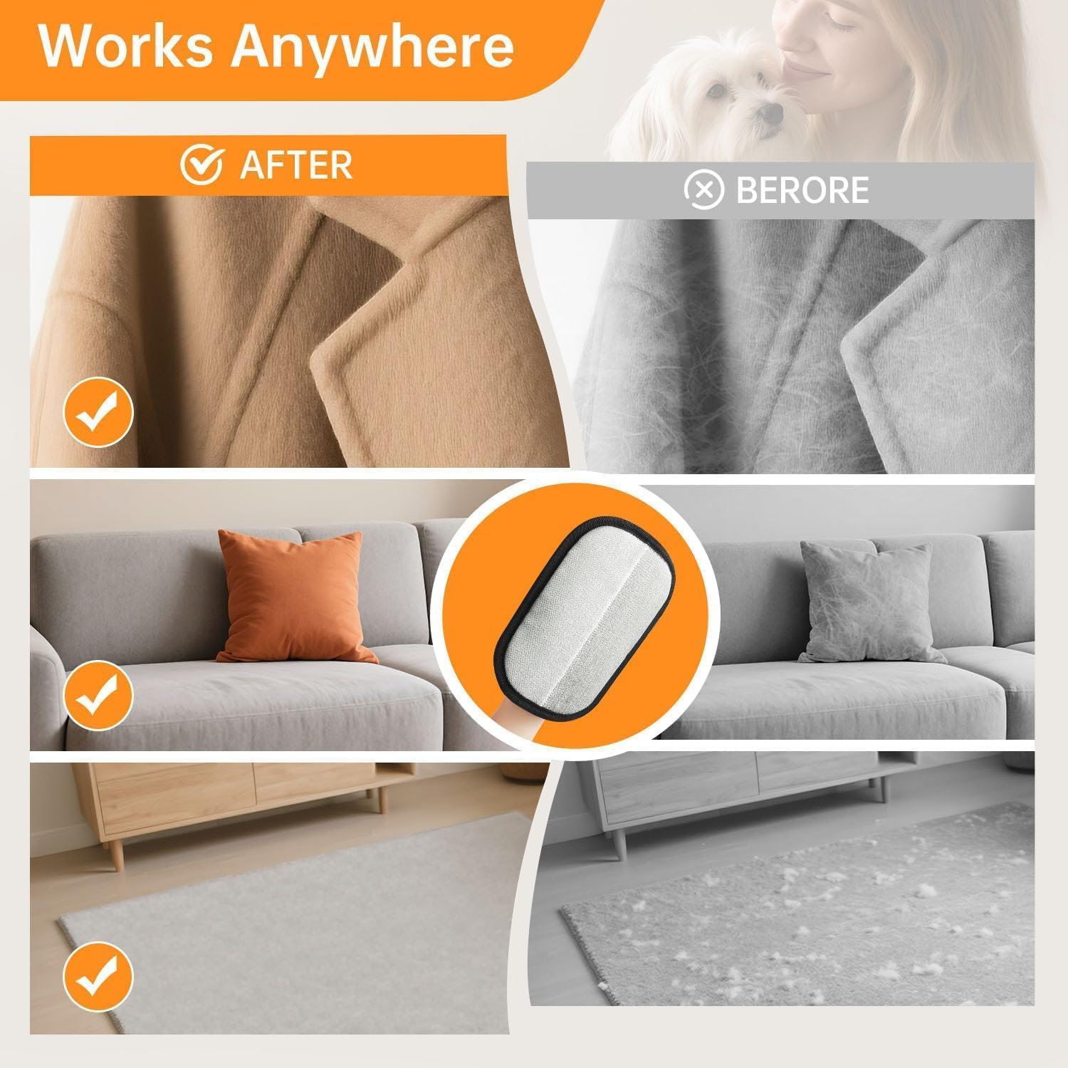 Pet Hair Remover Glove – Reusable Electrostatic Pet Hair Removal Glove