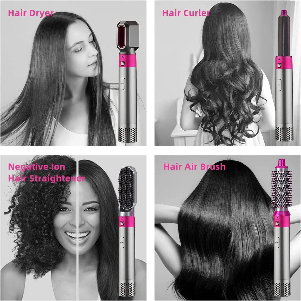 5 in 1 Hair Styler for Women - Multifunctional Hot Air Brush with Detachable Heads